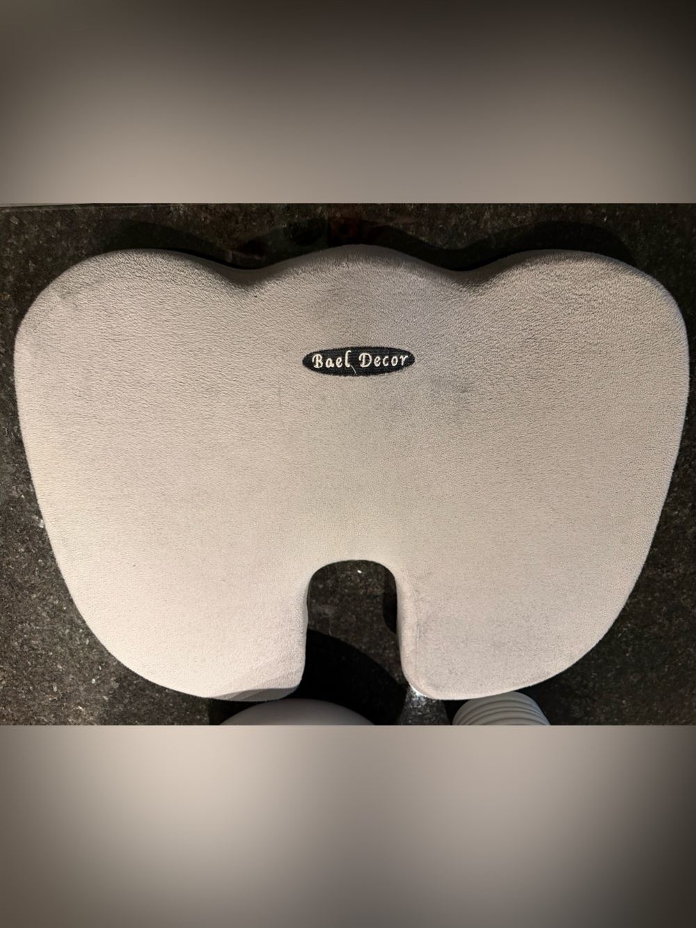 Gray Contoured Orthopedic Seat Cushion with Coccyx Cut Out